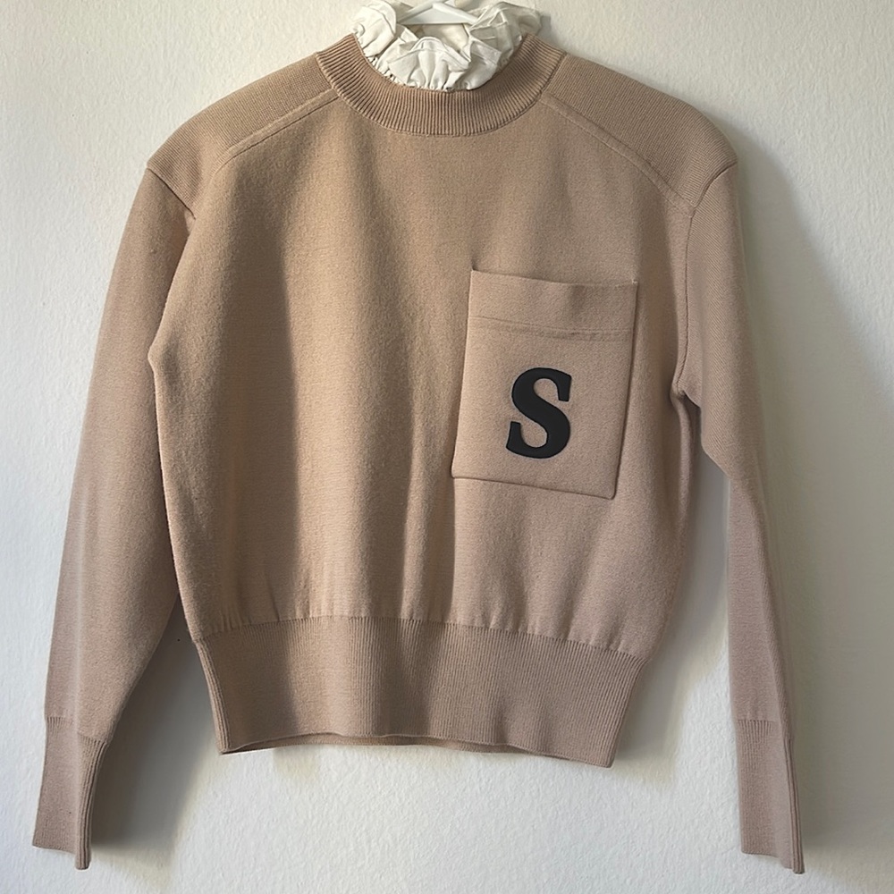 Sandro Lucille Ruffled Collar Embroidered Sweater